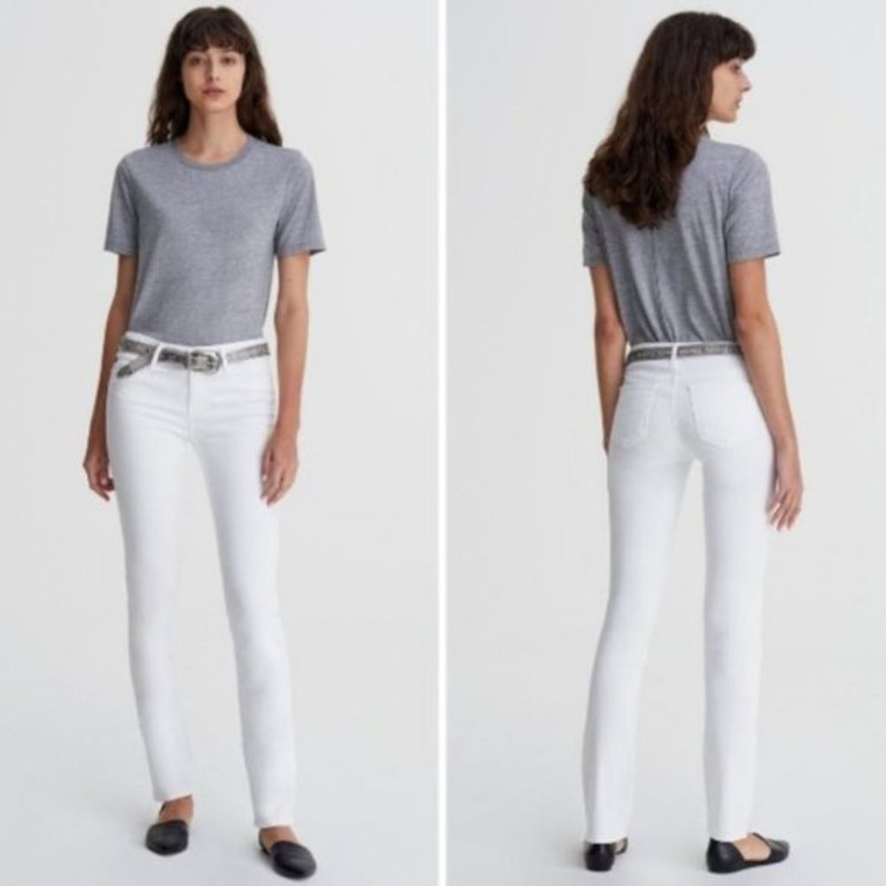 NWT AG Adriano Goldschmied The Harper Essential Straight White Jeans Size 25